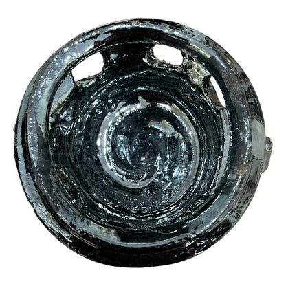 Sahumerio Copalera Porta Incienso Barro Vidriado 14x9x10 Cm Negro Lisa