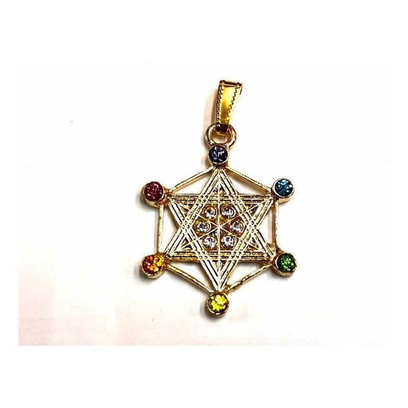 Metatron Gold Plated Pendant Without Chain With Crystal