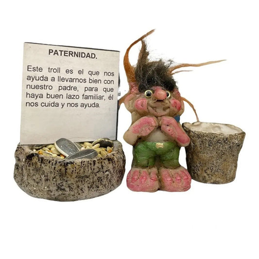 Troll Mini + Comedero + Semillas + Tarjeta Varios Modelos Paternidad 5.4cm by HEREJE