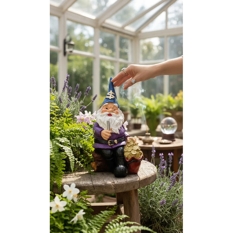 Gnomo De La Abundancia Y El Dinero Figura Decorativa 26 Cm A Morado by HEREJE