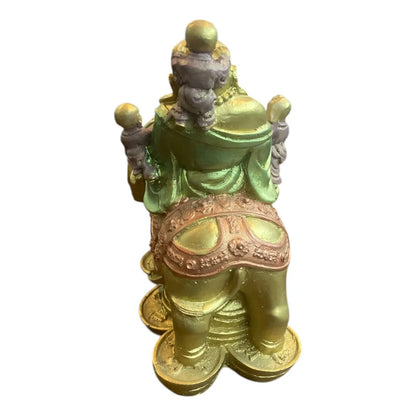 Buda Sonriente Con Elefante Y Monedas 15 Cm Dorado by HEREJE