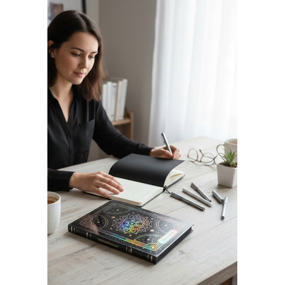 Libreta Grimorio Hojas Negras Para Rituales De Abundancia.