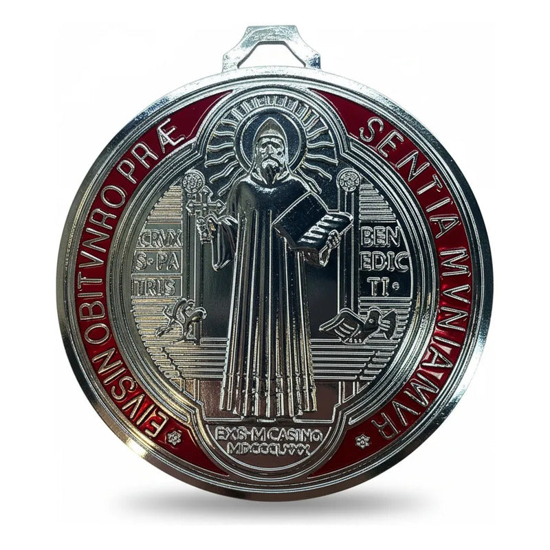 Medalla San Benito 13 Cm Altura Rojo O Azul 12 Cm Diametro Rojo