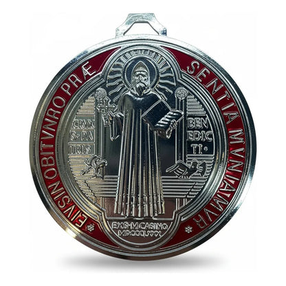 Medalla San Benito 13 Cm Altura Rojo O Azul 12 Cm Diametro Rojo