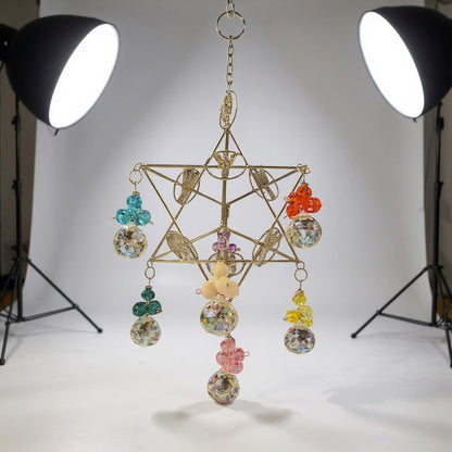 Merkabah De Metal Niquelado Hecho A Mano D 20 Cm De Alto Plateado Estrella