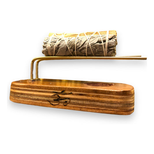 Sahumerio Base Porta Sahumerio En Madera Con Latón Madera Lisa