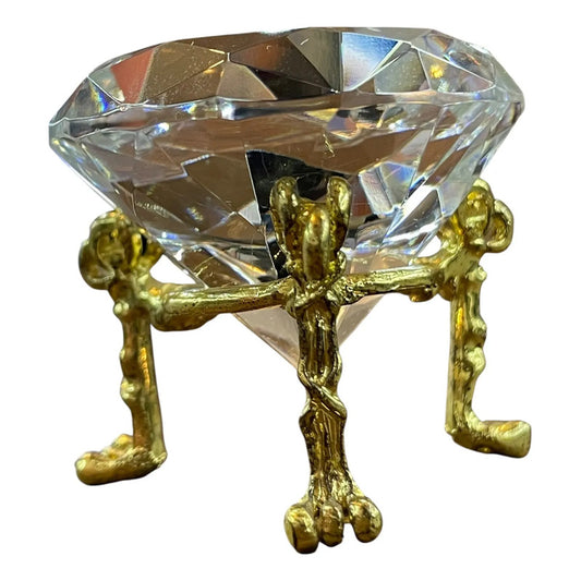 Diamante De Cristal Grande Con Base Dorada Vintage Transparente by HEREJE