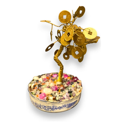 National Gold Plated Quartz Coin Tree 15cm