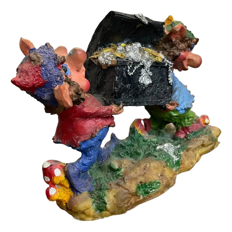 Figura Duendes Con Cofre Del Tesoro De La Abundancia Rojo by HEREJE
