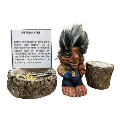 Troll Mini + Comedero + Semillas + Tarjeta Varios Modelos Estudiante Niño 5cm