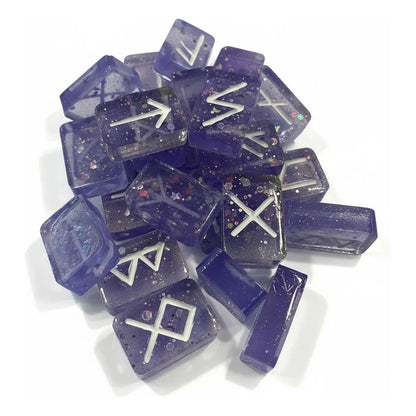 Runas Celtas En Resina Pintadas A Mano 25 Piezas Ahumado Lilac