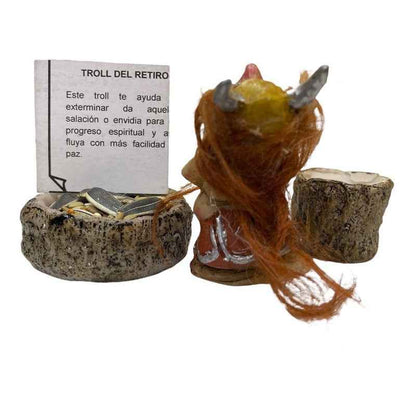 Troll Mini + Comedero + Semillas + Tarjeta Varios Modelos Troll Del Retiro 6.3cm