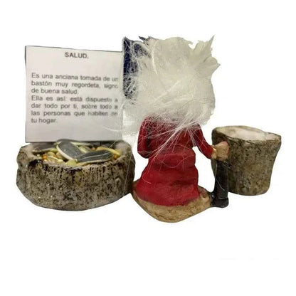 Troll Mini + Comedero + Semillas + Tarjeta Varios Modelos Salud 5cm
