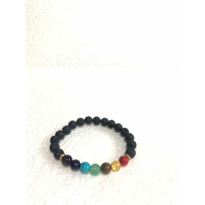 7 Chakra Quartz and Volcanic Stone Bracelet