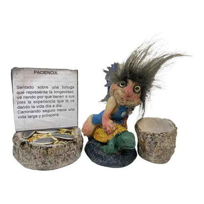Troll Mini + Comedero + Semillas + Tarjeta Varios Modelos Pasiencia Tortuga 6.5cm