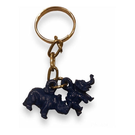 Blue Rhino and Elephant Keychain