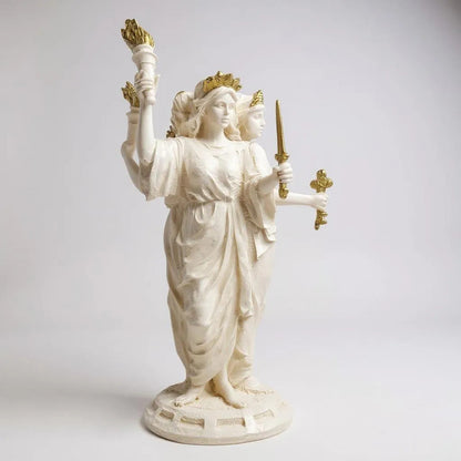 Estatua Hecate Triple Diosa Resina 21cm