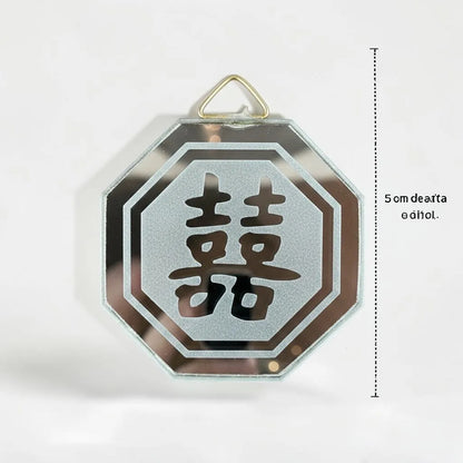 Espejo Octagonal, Grabado Con Símbolos Esotéricos De 5 Cm Doble Felicidad by HEREJE