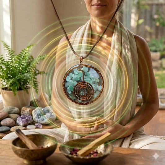 Dije De Resina Con Cobre Y Cuarzo. Cho Ku Rei Jadeita