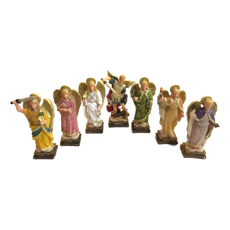Set of 7 Archangels Resin Figures Saint Michael, Jophiel, Chamue