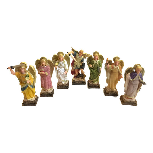 Set mit 7 Erzengelfiguren aus Kunstharz: Heiliger Michael, Jophiel, Chamue