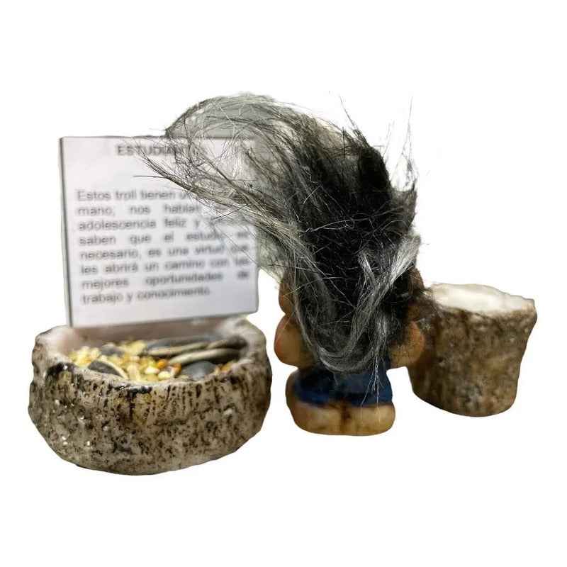 Troll Mini + Comedero + Semillas + Tarjeta Varios Modelos Estudiante Niño 5cm