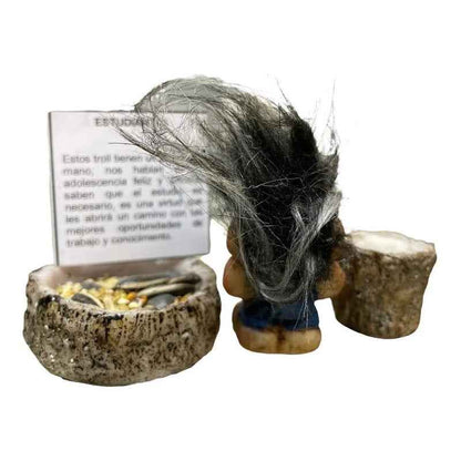 Troll Mini + Comedero + Semillas + Tarjeta Varios Modelos Estudiante Niño 5cm
