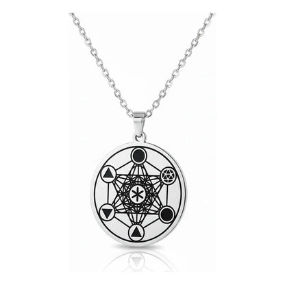 Metatron Medalla De Acero Plateado