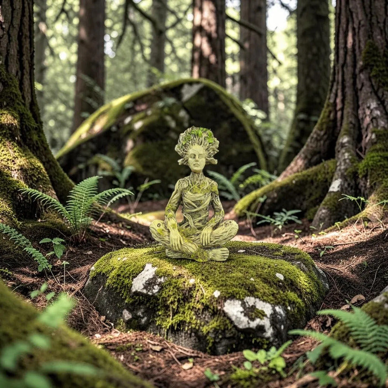 Figura Decorativa Dios De La Naturaleza Meditación Verde Claro by HEREJE