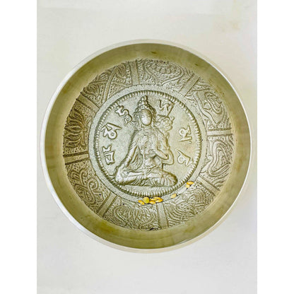Cuenco Tibetano 105 Mm 7 Metales Niquel Brillante Indu.