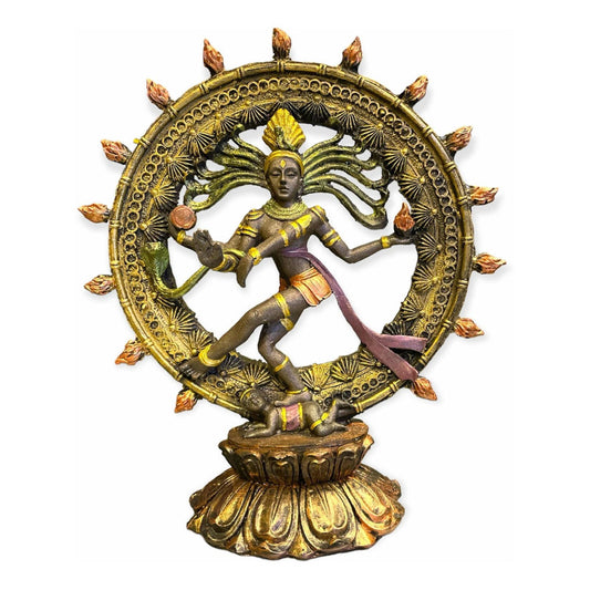 Shiva Nataraja Cosmic Dance 22.5x20x8cm Hand Painted.