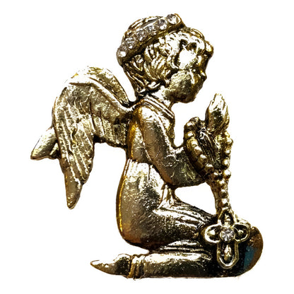 Angel Rezando Prendedor Baño De Oro