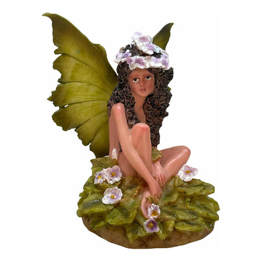 Fairy With Green Flowers In National Resin