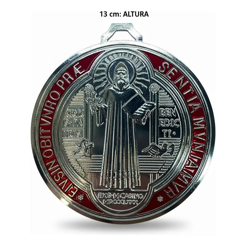Medalla San Benito 13 Cm Altura Rojo O Azul 12 Cm Diametro Rojo