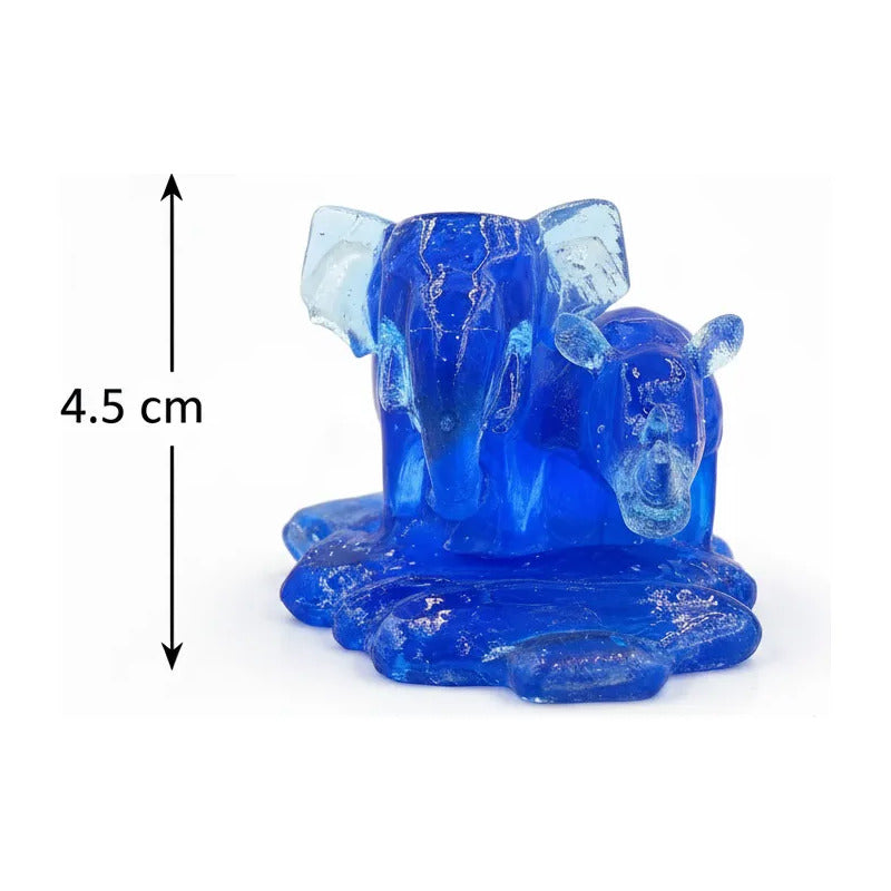 Elefante Y Rinoceronte Azul Figura De Resina 4.5 Cm De Alto Azul
