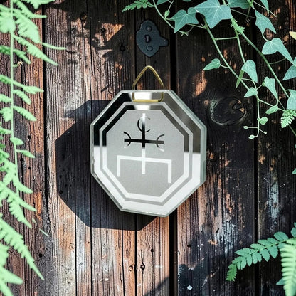 Espejo Octagonal, Grabado Con Símbolos Esotéricos De 5 Cm El Mago by HEREJE