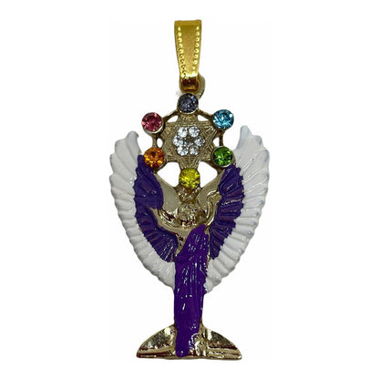 Metatron Cube Pendant Gold Plated Hand Painted With Crystal