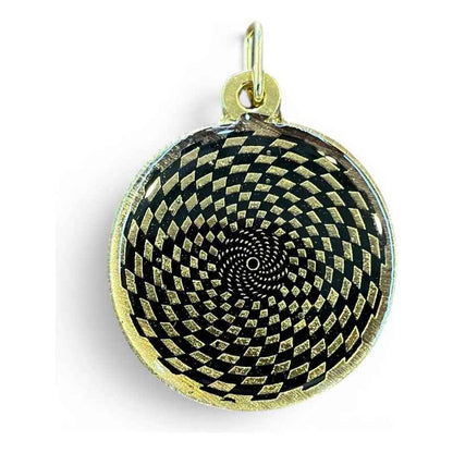 Medalla Dije Sensor Cosmico Dorada Con Esmalte Negro 3 Cm Obscuro by HEREJE