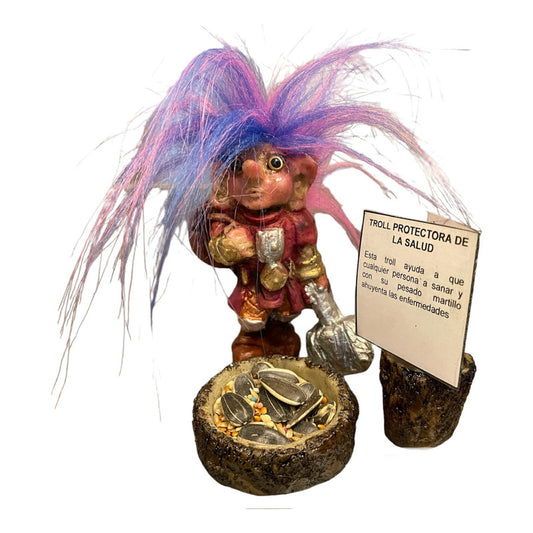 Troll Protector De La Salud + Comedero 11cm Figura De Resina