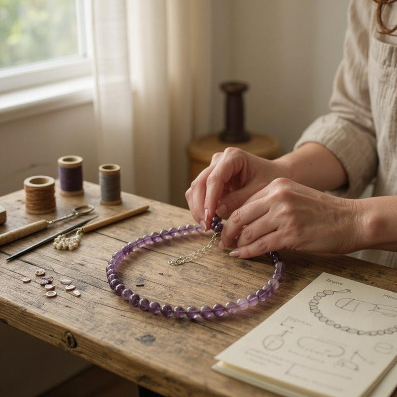 Amatista Collar De Piedra Natural