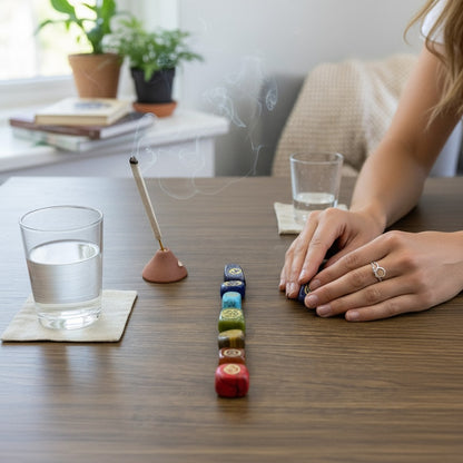 Piedras De Los 7 Chakras (chakras) Juego En Cuarzo Grabado