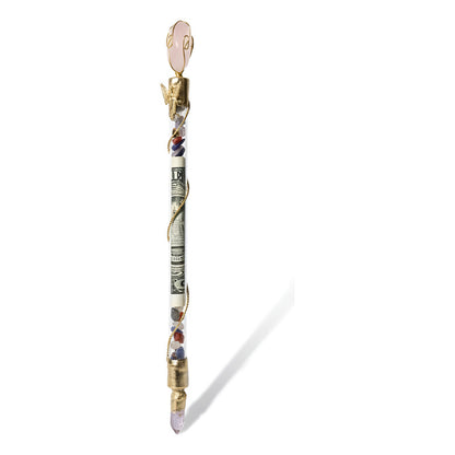 Vara De Poder Dorada Con Cuarzos Hecha A Mano Artesania