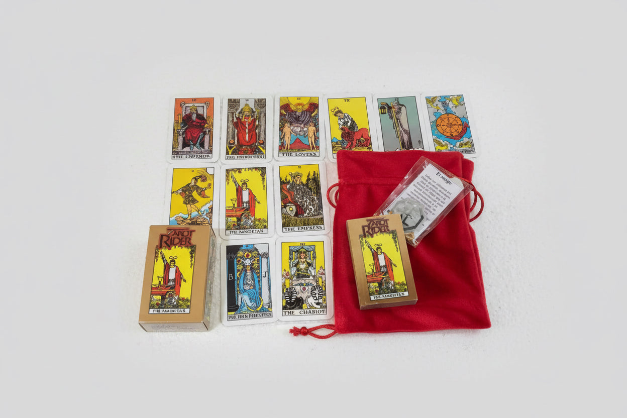 Tarot Rider Mini + Morral + Amuleto + Instructivo 8cm