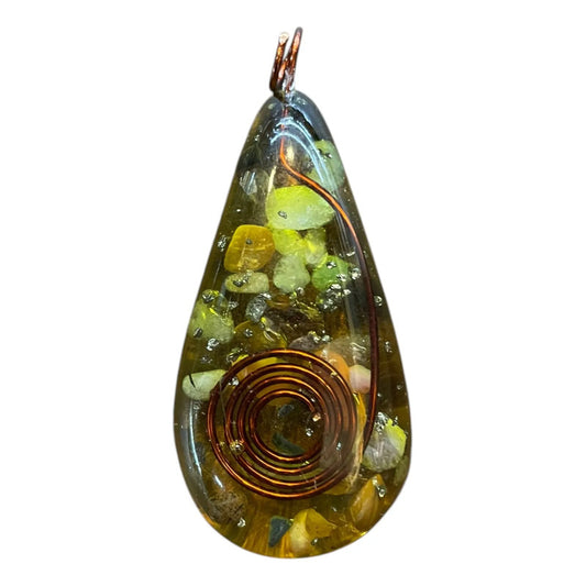 Orgonita Dije En Forma De Gota 5 Cm De Altura. Amarillo