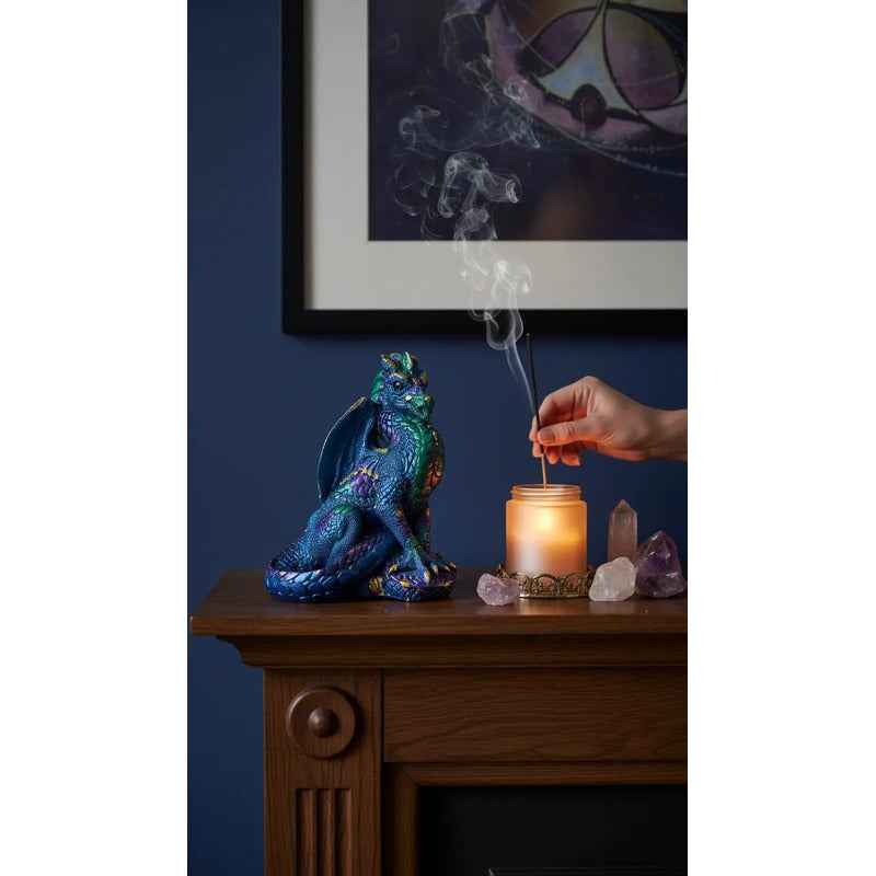 Dragon De 21 Cm De Altura Estatua De Resina Azul