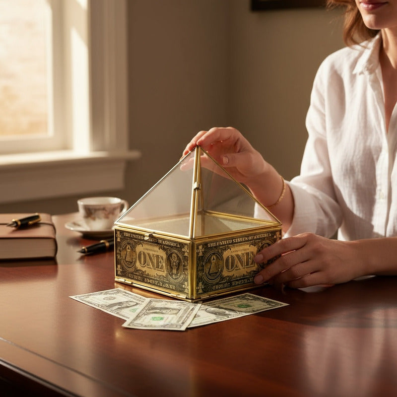 Caja De Vidrio Doble Piramide, Parrilla Reiki 19x15x15 Cm