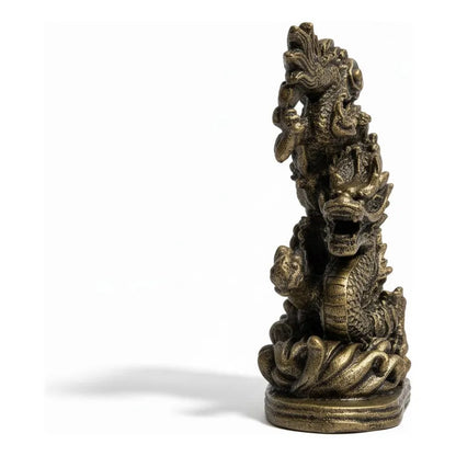 Figura Dragón Chino Feng Shui Para Abundancia 13cm Dorado by HEREJE