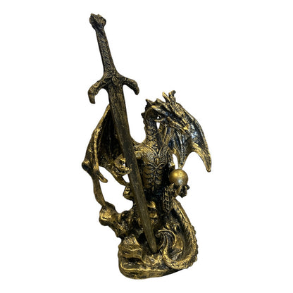 Golden Dragon Decorative Figure 12 cm Made of Mexican Resin