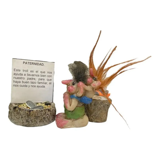 Troll Mini + Comedero + Semillas + Tarjeta Varios Modelos Paternidad 5.4cm by HEREJE