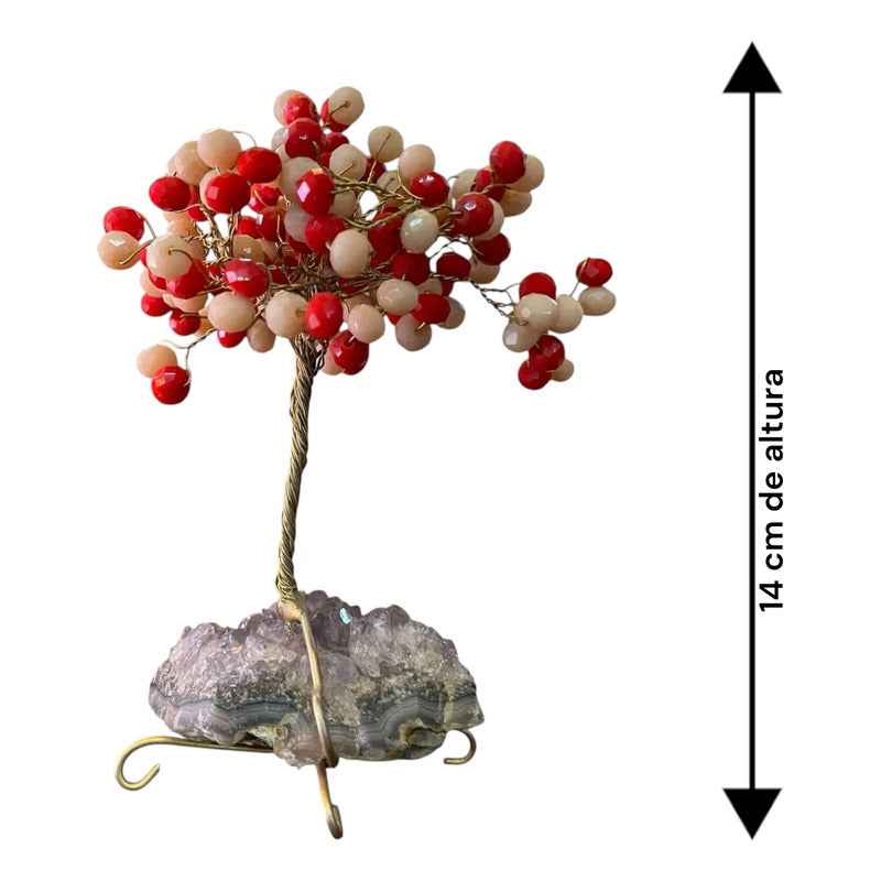 Arbol De La Vida En Cristal Con Base De Cuarzo, 14 Cm Altura Rojo/blanco by HEREJE